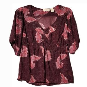 DKNY Petites Floral Blouse, Large